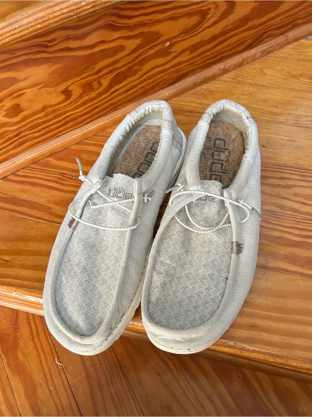 Hey Dude Men's Loafers in Light Tan Canvas